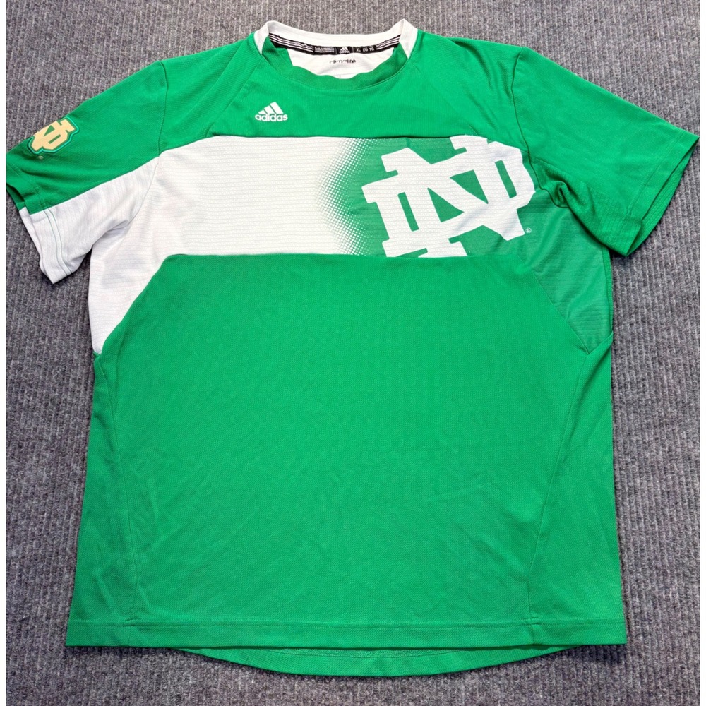 Adidas Notre Dame Fighting Irish Climalite Green White T-Shirt Mens XL